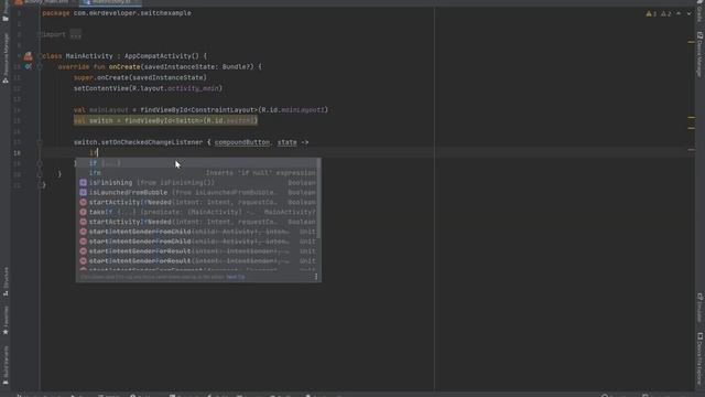 How to use the Switch in two minutes. Kotlin Android studio beginner course part 24 смотреть онлайн