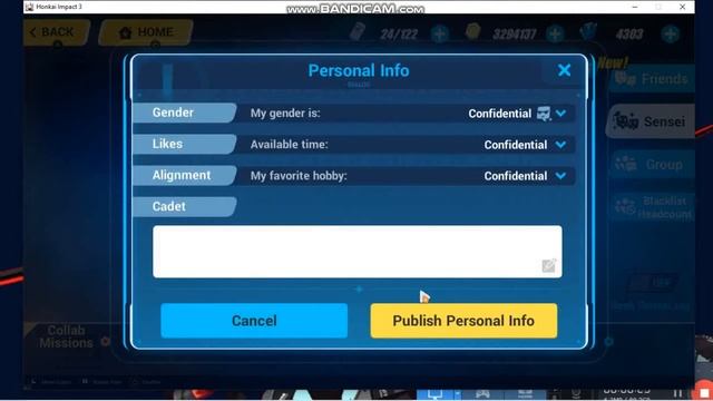 CHANGE & PUBLISH PERSONAL INFO SENSEI CADET SYSTEM HONKAI IMPACT ACHIEVEMENT смотреть онлайн