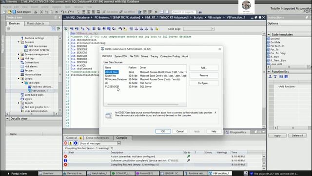 How to connect data between TIA Portal V17 with Ms SQL Server by using VB script смотреть онлайн