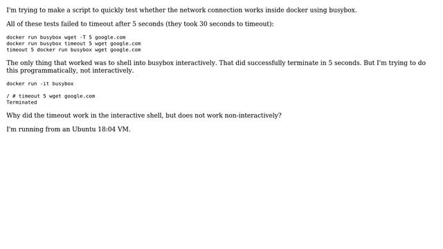 Why does docker run busybox timeout not work? смотреть онлайн