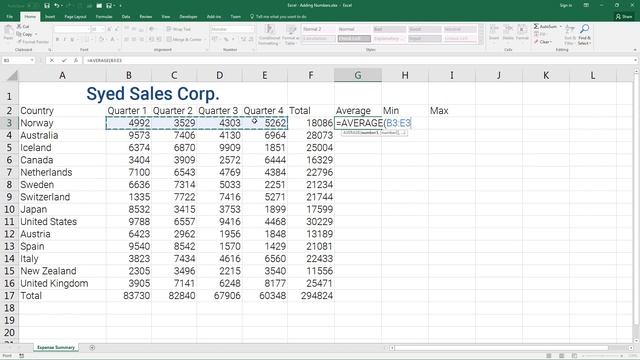 Excel - Basics - Find Sum, Average, Min and Max смотреть онлайн