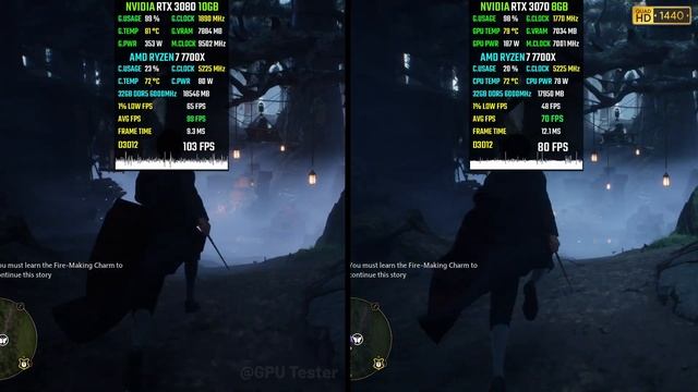 Hogwarts Legacy: RTX 3080 vs RTX 3070 - 1440p & 2160p смотреть онлайн