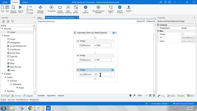 UiPath Arguments Passing смотреть онлайн