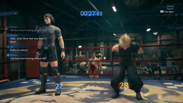 Final Fantasy 7 - Cloud defeats Jules in squats mini game workout смотреть онлайн