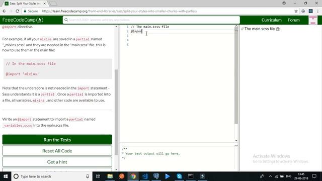 freecodecamp-Sass Split Your Styles into Smaller Chunks with Partials-solution смотреть онлайн