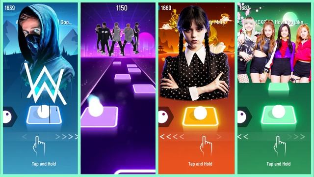 ALAN WALKER VS BTS VS WEDNESDAY ADDAMS VS BLACKPINK | Tiles Hop Edm Rush! #bts смотреть онлайн