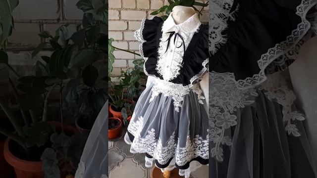 Школьный сарафан на первый класс в цвете чёрный с молочным. смотреть онлайн