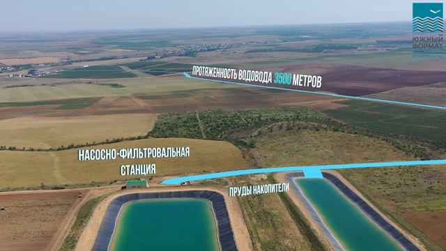 Аэросъёмка с инфографикой системы капельного орошения