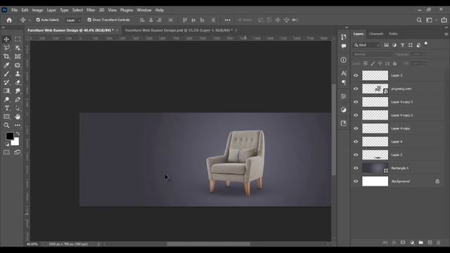 Furniture Web Banner Design in Adobe Photoshop CC 2022 смотреть онлайн