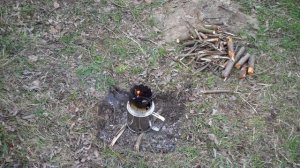 Самодельная разборная пиролизная походная печка щепочница Тест