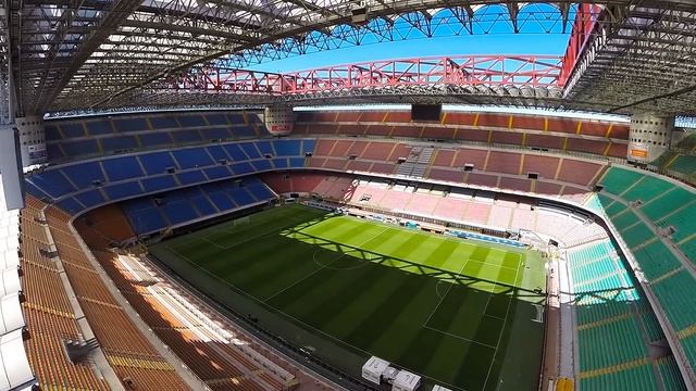 San Siro football stadium drone flight - Milan. AC Milan Inter Milan смотреть онлайн
