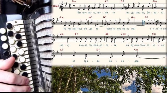 Вы шумите, березы - с нотами на баяне смотреть онлайн