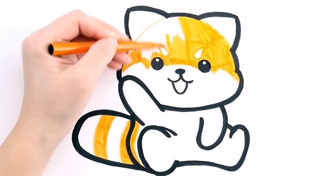 Как нарисовать красную ПАНДУ / Мультик раскраска для детей / Раскрась Ка смотреть онлайн