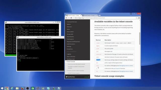 Scrapy Overview - Inspect Scrapy using Telnet Console смотреть онлайн