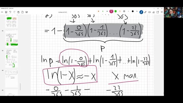14.3 Парадокс день рождений - аппроксимация