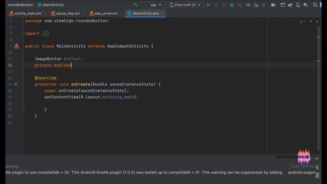 Image change on button click(Play/Pause Button) | TechViewHub | Android Studio смотреть онлайн