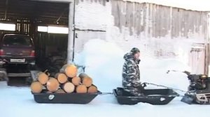 За дровами в лес на мотобуксировщике