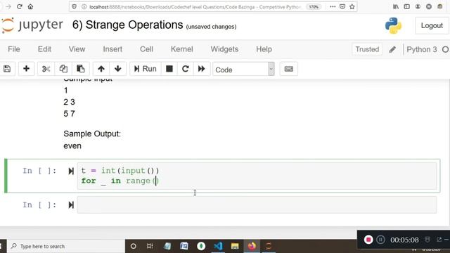 Competitive Programming with Python | Codechef Beginner Level - Q6) Strange Operations смотреть онлайн