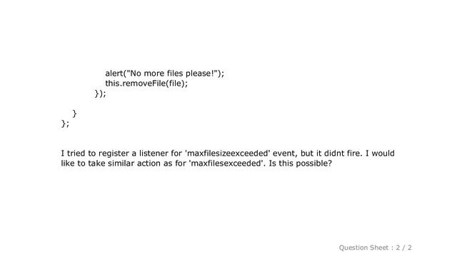 HTML : Dropzone max file size exceeded event смотреть онлайн