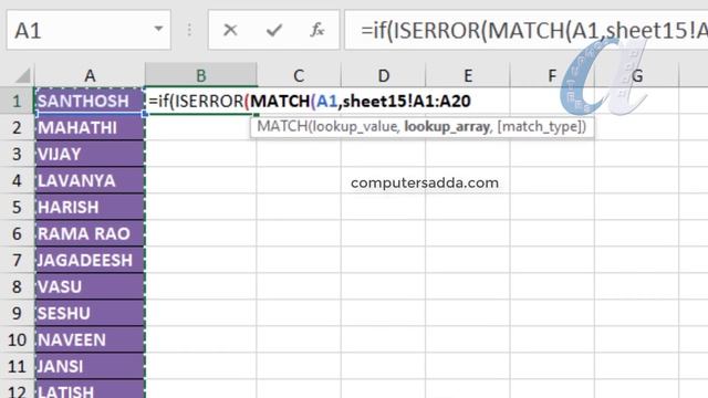 Compare Two Sheets Data in Ms-Excel Telugu || Match, IS ERROR Formulas || Computersadda.com || смотреть онлайн