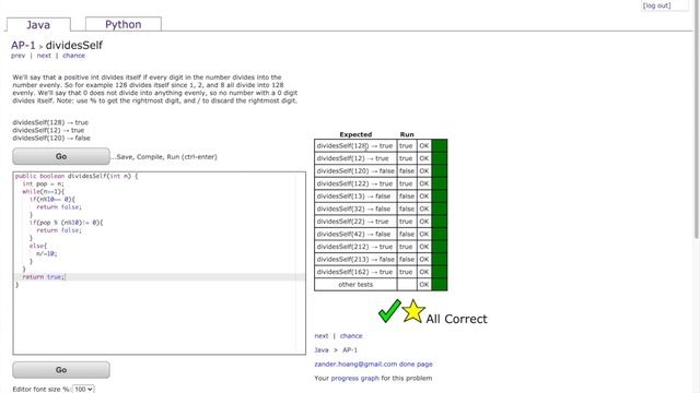 CodingBat(java) AP - 1 dividesSelf смотреть онлайн
