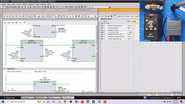 Siemens S7 1200 "Modbus RTU" Danfoss FC51 Tutorial смотреть онлайн