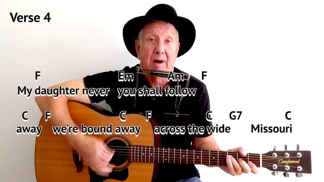 SHENANDOAH (American folk song cover) GUITAR LESSON play-along chords and lyrics (mouth organ tab) смотреть онлайн