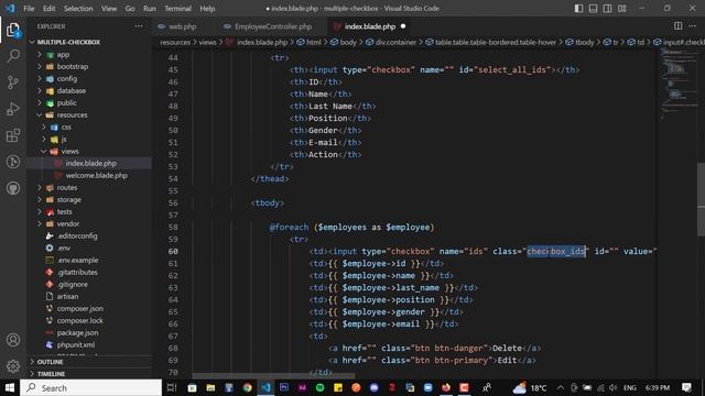 Delete Multiple Records Using Checkbox in Laravel смотреть онлайн