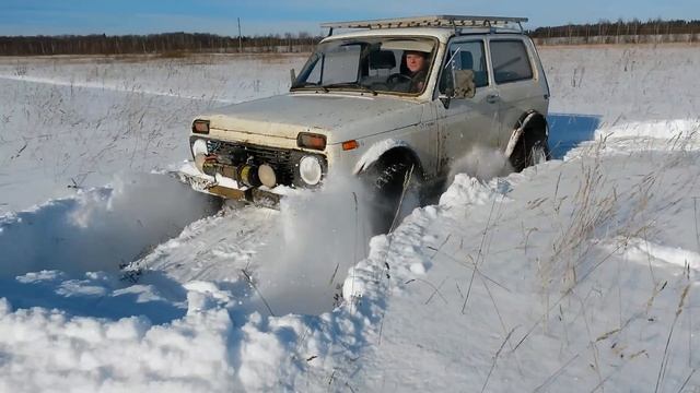 на ниве по снегу. самоблоки. смотреть онлайн