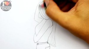 Как нарисовать Девушку сбоку - скетч карандашом | Рисунки Юльки для срисовки