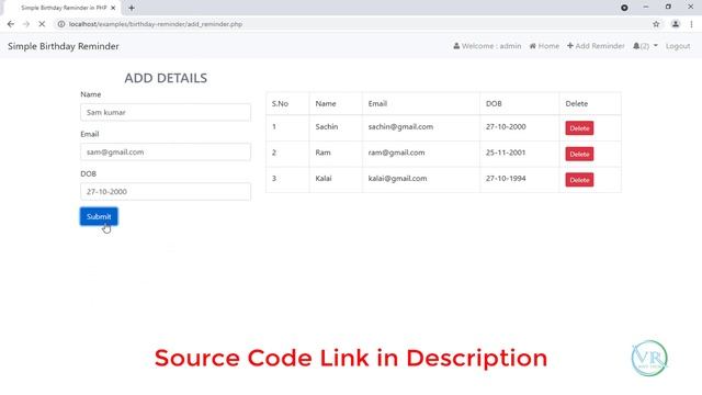 Simple Birthday Reminder System using PHP MySQL смотреть онлайн
