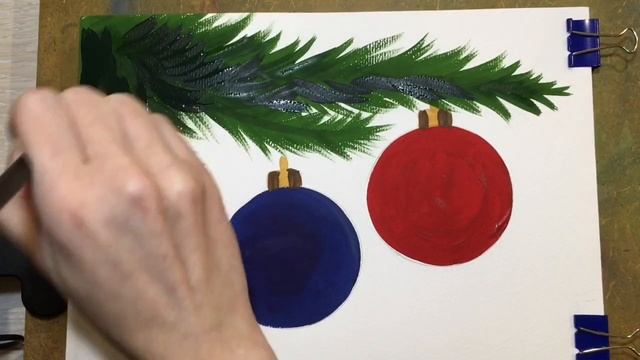 Ёлочные игрушки. Новогодний шар. Рисунок к новому году. Гуашь. Рисование. New Year. Drawing. смотреть онлайн