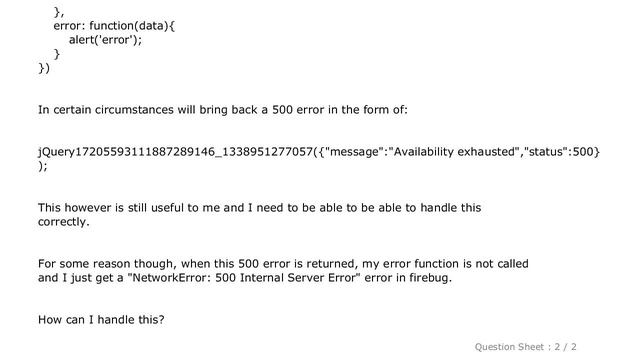 jQuery : Handle 500 errors in JSON (jQuery) смотреть онлайн