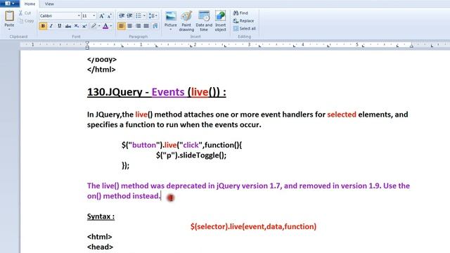 LIVE METHOD IN JQUERY DEMO смотреть онлайн