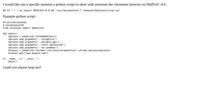 HOW TO: Schedule in crontab a Python script with Selenium driver to show chromium browser on... смотреть онлайн