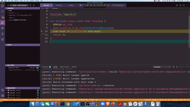 How to use CMake and Catch test in Visual Studio Code смотреть онлайн