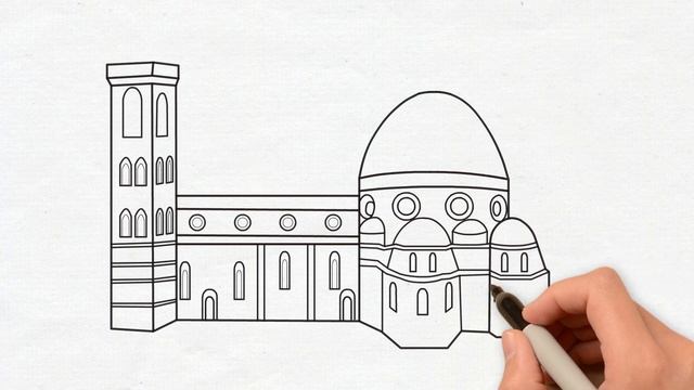 Drawing Of Santa Maria Del Fiore By Filippo Brunelleschi In Florence, Italy #stepbystep