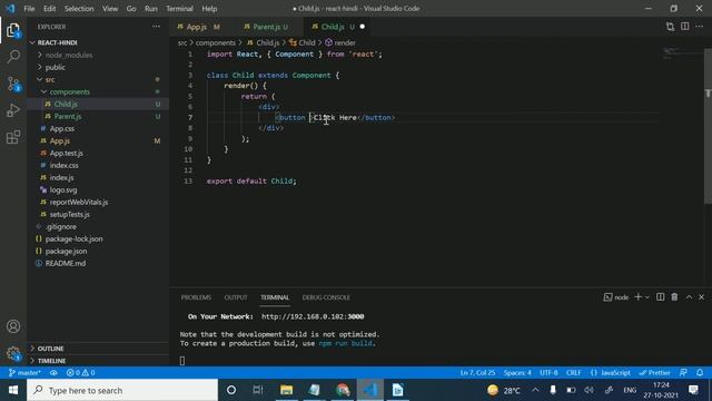 #24 - Methods as Props (Hindi) | pass data from child to parent component | React js Tutorial смотреть онлайн