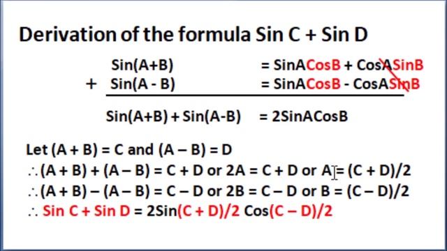SinC + SinD and SinC - SinD #math #trigonometry #sine #cosine #formula #identity #formuladerivation смотреть онлайн