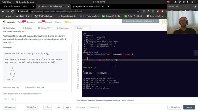 Convert Sorted Array to Binary Search Tree смотреть онлайн