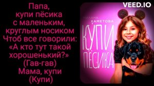 Милана Хаметова - Купи Пёсика  ( ТЕКСТ ПЕСНИ )