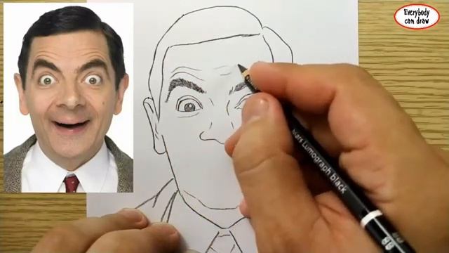 VERY EASY , How to draw mr bean / learn drawing academy смотреть онлайн
