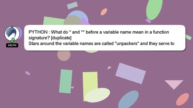 PYTHON : What do * and ** before a variable name mean in a function signature? смотреть онлайн