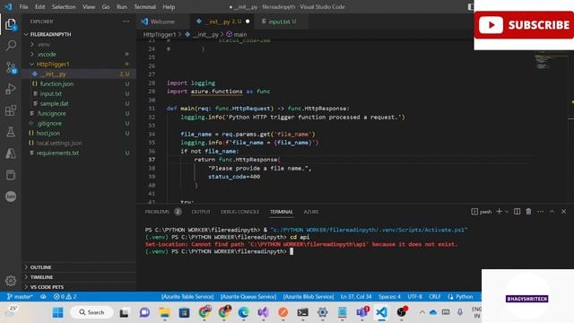 How to create an Azure Function using Python that reads an input смотреть онлайн