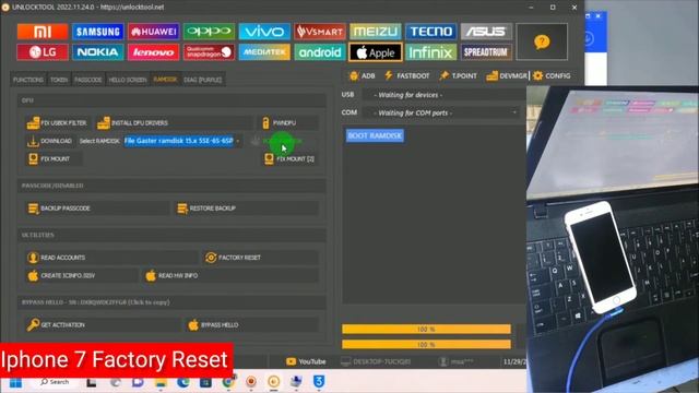 How to Factory Reset Iphone 7 by unlock tool iOS 15.6 | How to use unlock tool new Gaster Ramdisk | смотреть онлайн