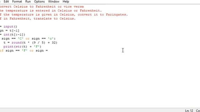 python program to convert Celsius to Fahrenheit or vice versa смотреть онлайн