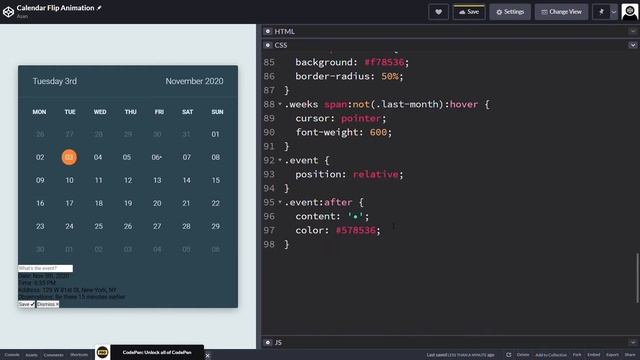 Calendar Flip Animation | Using HTML & CSS , JS | 2020 смотреть онлайн
