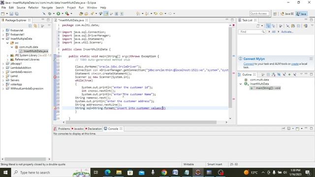 Insert Multi Records || Jdbc Application || Scanner class || oracle10g || java 8 смотреть онлайн