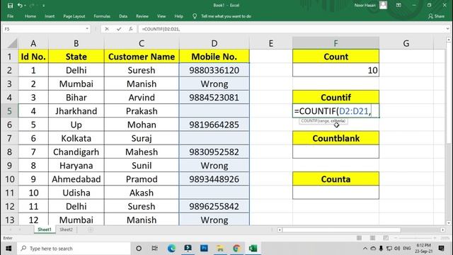 Excel formula and functions | Excel very useful formulas | Count, Counta, Countblank and Countif смотреть онлайн