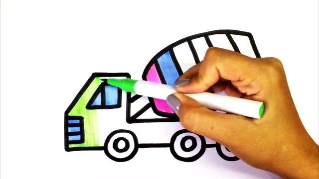 Сурет салу миксер көлік | How to draw glitter Mixer Truck for kids смотреть онлайн